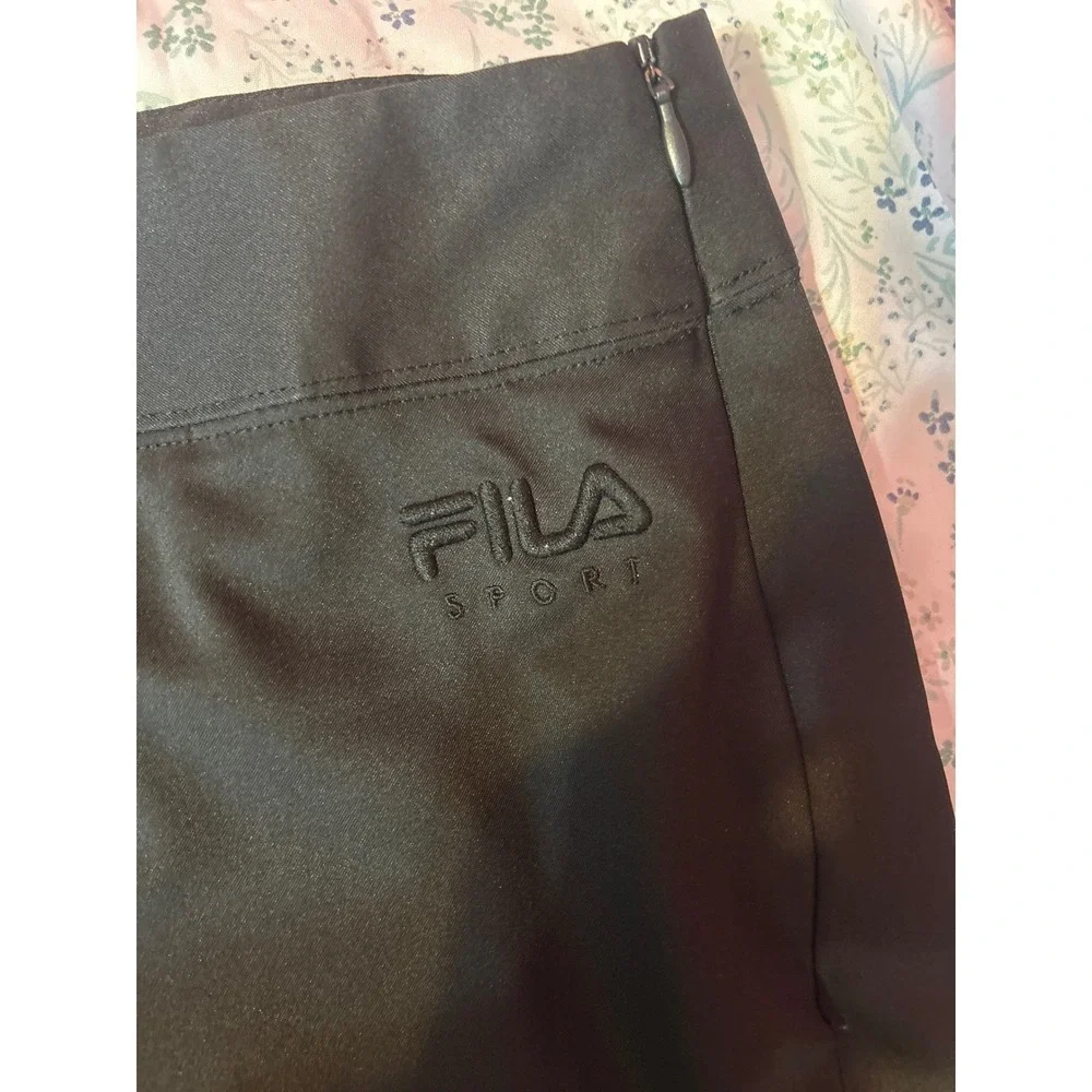 Fila Sport Golf Skort Womens 10 Black Athletic Tennis Skirt Side‎ Zip Pocket